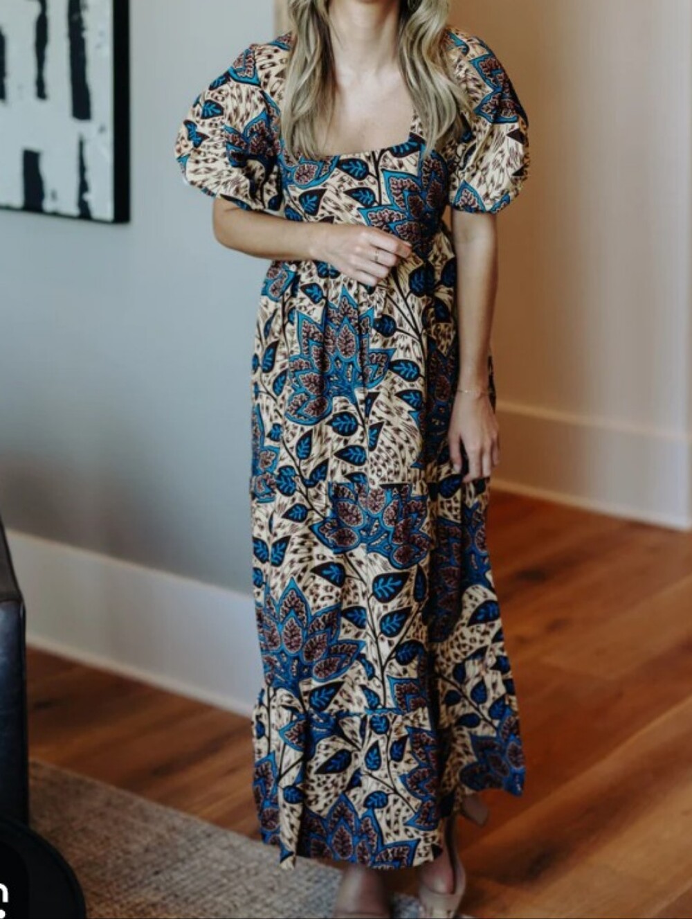 NWT! F&B African Smocked Sundress Puff Sleeves Pockets Maxi Small Resort - Picture 1 of 16